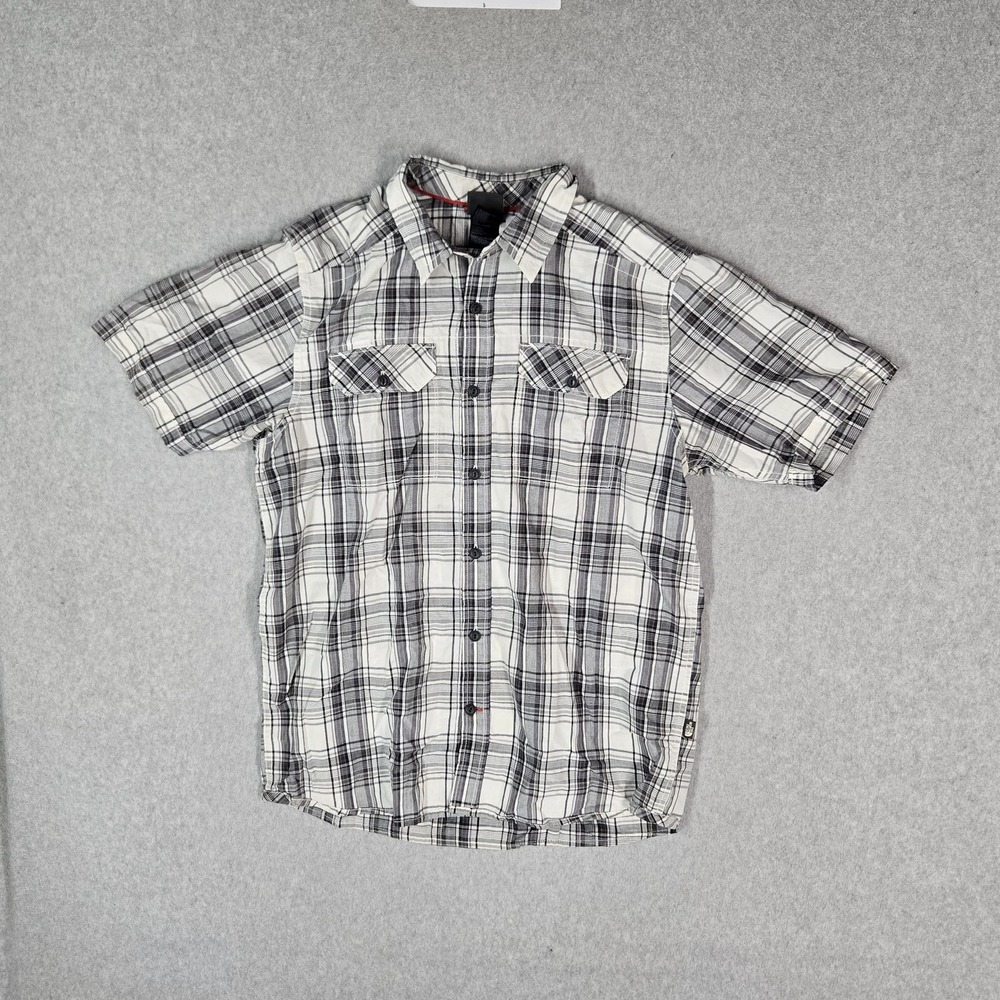 The North Face Men Button Up Shirt M White Plaid Western Short Sleeve READ